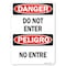 Signmission Safety Sign, OSHA Danger, 7" Height, 10" Width, Do Not Enter Bilingual, Landscape OS-DS-D-710-L-19328 - alternate 1